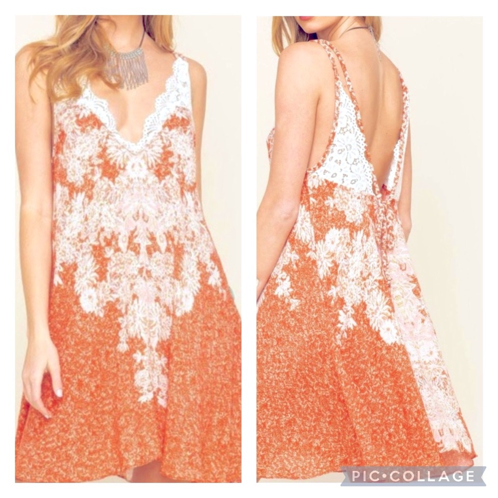 Intimately Free People “Morning Sun” Floral and Lace Slipdress